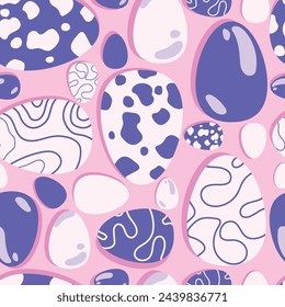 Painted Easter eggs seamless pattern background in Modern style. Vector colorful Easter background