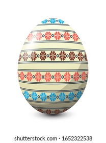 Painted egg celebrating Easter holiday, vector icon over white background