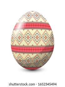 Huevo pintado celebrando la fiesta de Pascua, icono vectorial sobre fondo blanco