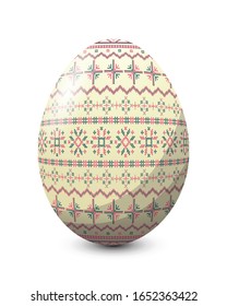 Huevo pintado celebrando la fiesta de Pascua, icono vectorial sobre fondo blanco