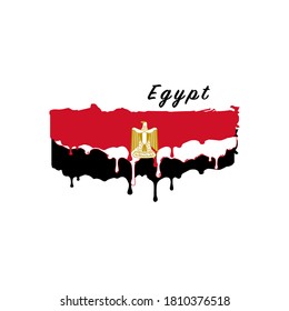 Painted Egypt flag, Egypt flag paint drips. Stock vector illustration isolated on white background