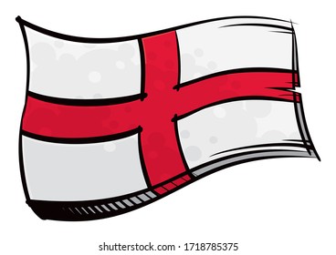 Painted England flag waving in wind