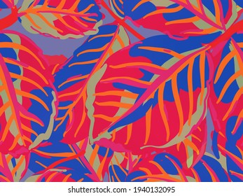 Painted English Rose Leaf Patterns Collection. Summer Textile Design. Saffron Yellow and Red Romantic Botanical Vector Background. Repeated Spring Peony Wallpaper. Rose Leaves Seamless Pattern.