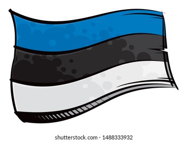 Bandera de Estonia pintada ondeando en el viento