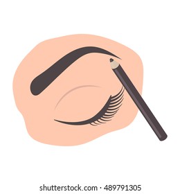 Painted eyebrows icon in cartoon style isolated on white background. Make up symbol stock vector illustration.