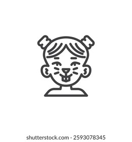 Painted Face line icon. linear style sign for mobile concept and web design. A child face with bunny whiskers outline vector icon. Symbol, logo illustration. Vector graphics