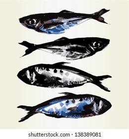 painted fish, vector illustration