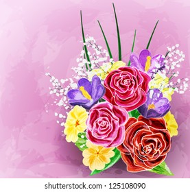 Painted flower background, vector illustration