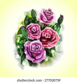 Painted flower background, vector illustration