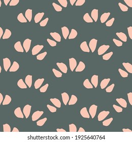 Painted flower petals forming a wavy pattern in two colors. Simple floral seamless vector pattern in pink and teal. Great for home decor, fabric, wallpaper, gift-wrap, stationery, and design projects.