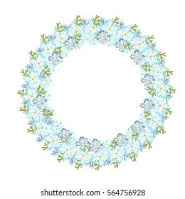 Painted flower wreath. Cute, colorful vector flowers for cards and a poster of modern design. Flower of calligraphy, hand-drawn backgrounds style.