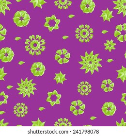 Painted flowers with green leaves pattern.
