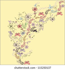 painted flowers on a yellow background