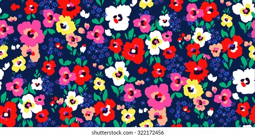 Painted flowers ~ seamless vector background