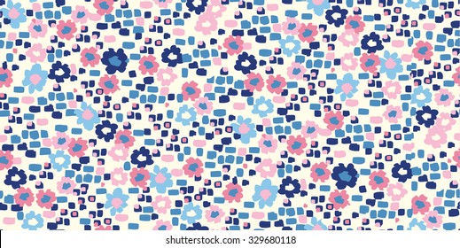 Painted flowers ~ seamless vector background