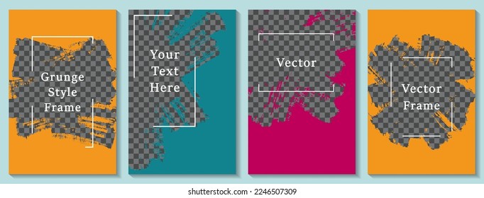 Painted frame social media story post template set. Minimal banner design vector collection. Empty space transparent background. Social media story publication layouts.  Sale poster templates