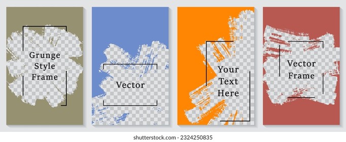 Cuadro pintado de un juego de plantillas de publicación de artículos de medios sociales. Colección vectorial de diseño de pancarta plana. Fondo transparente del lugar del texto. Publicaciones de historias de medios sociales tristes.  x