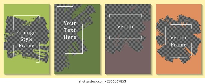 Painted frame social media story post template set. Stylish banner design vector collection. Text place transparent background. Social media story publication layouts.  Editable blog mockups