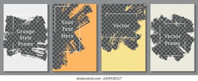 Painted frame social media story post template set. Creative banner design vector collection. Text place transparent background. Social media story publication layouts.  Sale poster templates