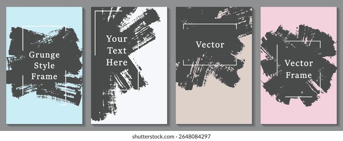 Conjunto de modelos de postagem de história de mídia social de quadro pintado. Coleção de vetores de design de banner mínimo. Esvaziar o plano de fundo transparente. Publicações de histórias grunge nas mídias sociais.  Banners promocionais em branco