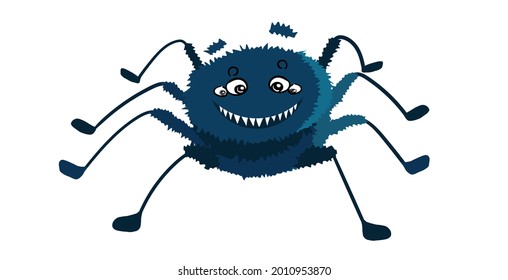 painted funny cartoon spider isolated on a white background