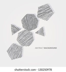 Painted geometric shapes cast shadows. Abstract background