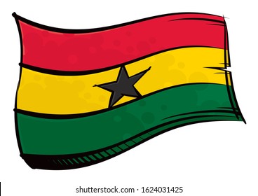 Bandera de Ghana pintada ondeando en el viento