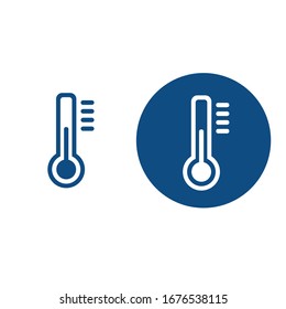 Termómetro de vidrio pintado. Opción en un círculo y sin él. Iconos azules vectoriales.
