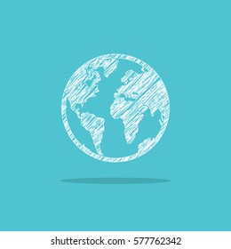 Painted globe. Earth icon