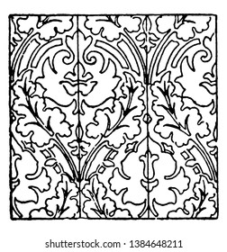 Painted Gold Pattern found on the floor of the St. Lorenzo church in Rottweil, vintage line drawing or engraving illustration.