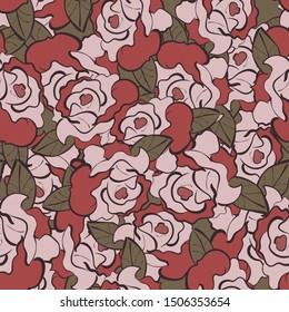 Painted graphic pattern with roses.