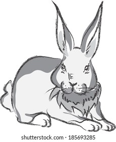painted gray rabbit