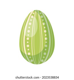 Painted green easter egg with ornament cartoon vector illustration