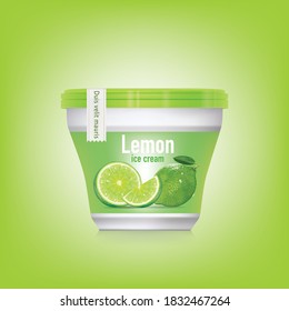 Painted green packaging for lemon  jam design.illustration