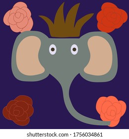 Painted grey elephant with trunk