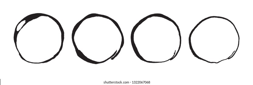 Painted grunge circles set. Black labels, background, paint texture. Brush strokes vector. Handmade design elements