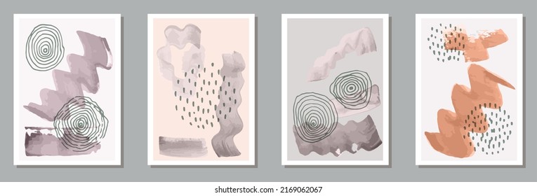 Painted grunge covers vector collection. Watercolor spots backgrounds. 60s style design. Cool banner templates. Scribble elements.