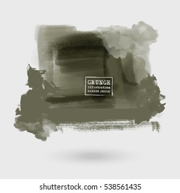 Painted grunge elements. Khaki ink vector stains isolated on white. Backgrounds for design. Hand drawn vector illustration on white background. Brush strokes vector.