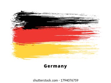 Painted grunge German flag. Brush strokes on white