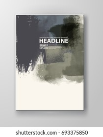 Painted grunge poster element. Khaki ink vector banner stains isolated on white. Backgrounds for design. Hand drawn vector illustration on white background. Brush strokes vector.