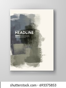 Painted grunge poster element. Khaki ink vector banner stains isolated on white. Backgrounds for design. Hand drawn vector illustration on white background. Brush strokes vector.