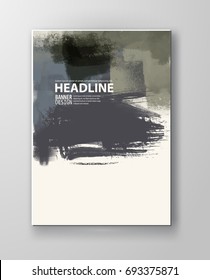 Painted grunge poster element. Khaki ink vector banner stains isolated on white. Backgrounds for design. Hand drawn vector illustration on white background. Brush strokes vector.