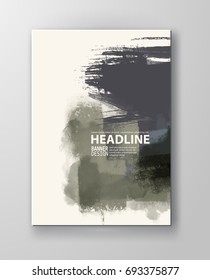 Painted grunge poster element. Khaki ink vector banner stains isolated on white. Backgrounds for design. Hand drawn vector illustration on white background. Brush strokes vector.