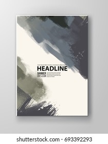 Painted grunge poster element. Khaki ink vector banner stains isolated on white. Backgrounds for design. Hand drawn vector illustration on white background. Brush strokes vector.