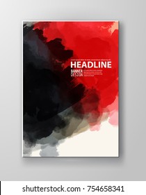 Painted grunge poster element. Red black ink vector banner stains isolated on white. Backgrounds for design. Hand drawn vector illustration on white background. Brush strokes vector.