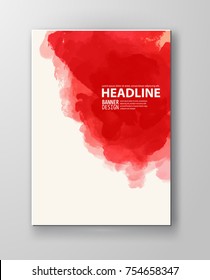 Painted grunge poster element. Red ink vector banner stains isolated on white. Backgrounds for design. Hand drawn vector illustration on white background. Brush strokes vector.