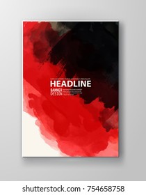 Painted grunge poster element. Red black ink vector banner stains isolated on white. Backgrounds for design. Hand drawn vector illustration on white background. Brush strokes vector.