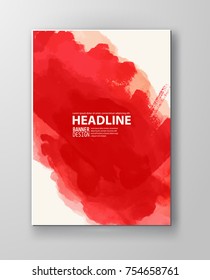 Painted grunge poster element. Red ink vector banner stains isolated on white. Backgrounds for design. Hand drawn vector illustration on white background. Brush strokes vector.