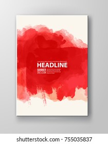 Painted grunge poster element. Red ink vector banner stains isolated on white. Backgrounds for design. Hand drawn vector illustration on white background. Brush strokes vector.
