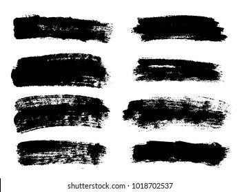 Painted grunge stripes set. Black labels, background, paint texture. Brush strokes vector. Handmade design elements